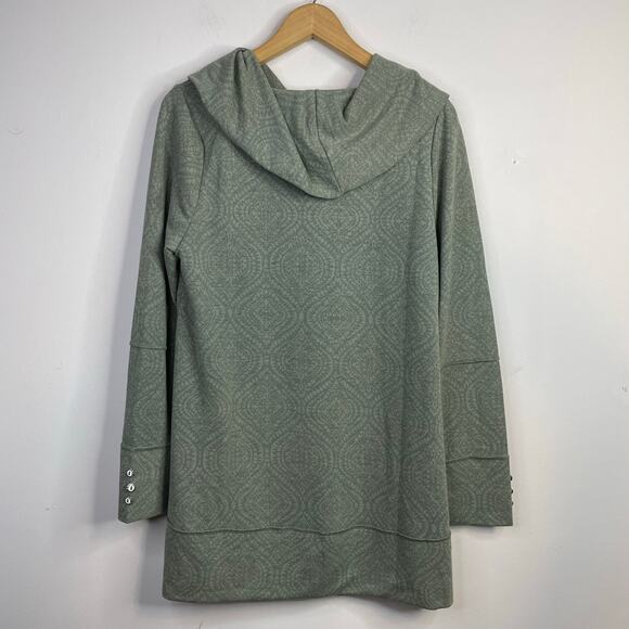 Soft Surroundings Cowl Neck Seam Detail Tunic Top Paisley Boho Olive Green M New - Picture 8 of 13